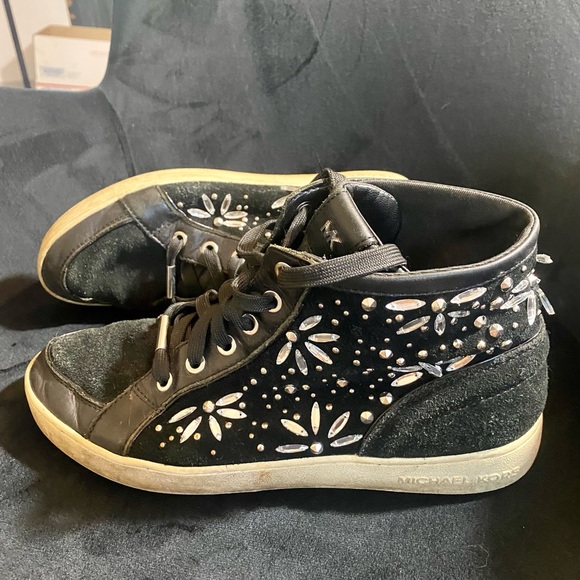 Michael Kors Shoes - Women’s Black suede high top sneakers, Michael Kors, sz 8.5 w/rhinestones